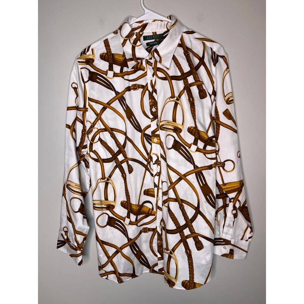 Lauren Ralph Lauren Twee Horses Equestrian Old Money Brit Bridle Mallet Shirt 3X